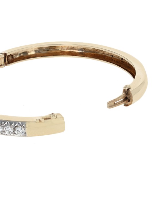 Diamond Hinged Bangle Bracelet in Gold